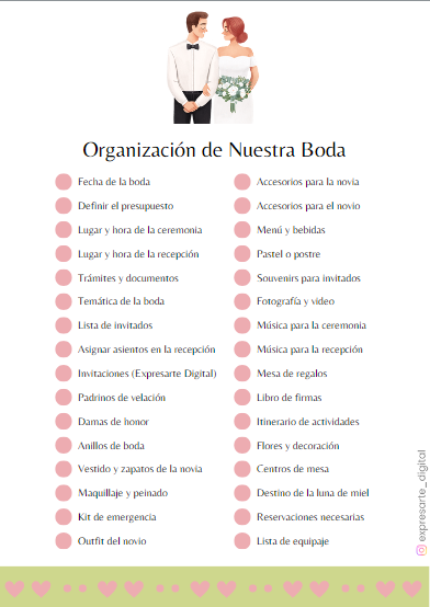 Organización Boda Imprimible